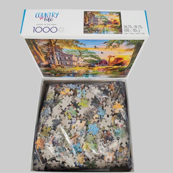 Buffalo Country Life Series‎ Sunset At The Farm 1000 Piece Puzzle Pre-Owned - Picture 2 of 7